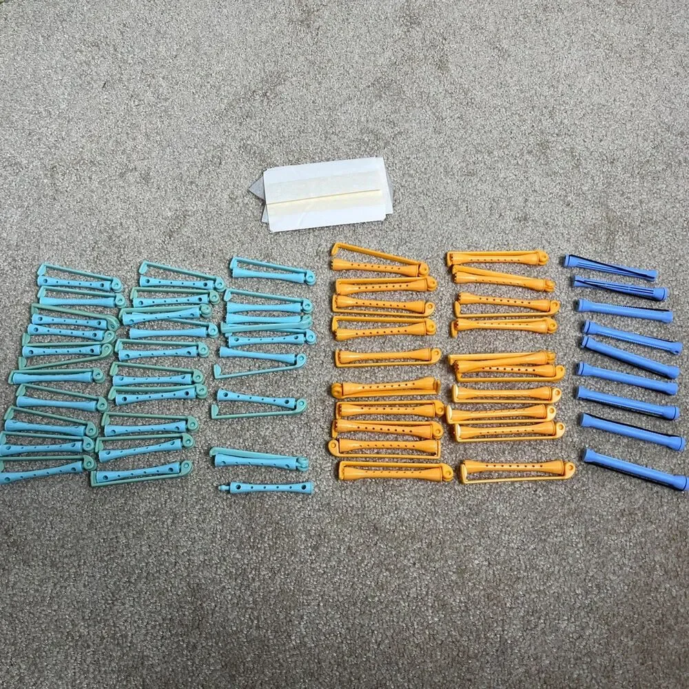 VTG 50+ Mixed Perm Rods Cosmetology Student Salon Hair Curler +‎ End Paper